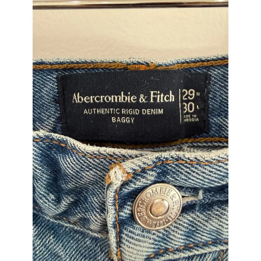 Abercrombie & Fitch Authentic Rigid Denim Baggy Jeans Men’s 29x30 Medium Wash
